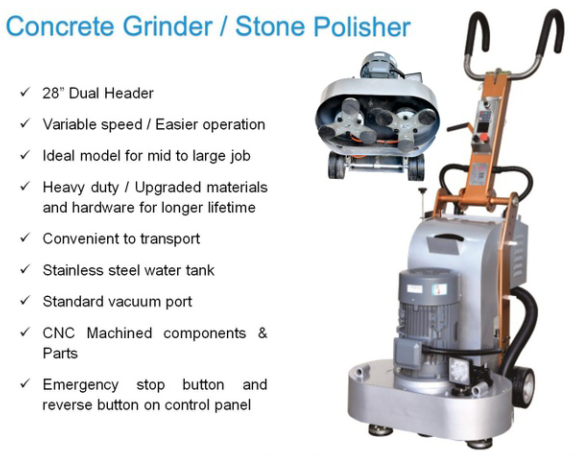 220V High Power Terrazzo Floor Grinder , 28