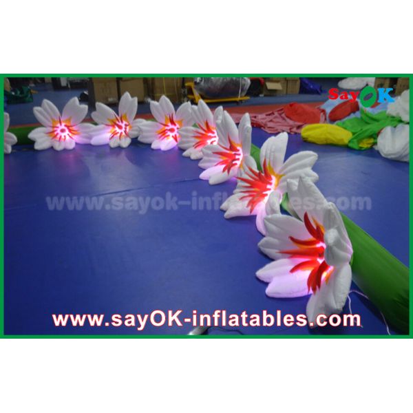 8m Long Nylon Inflatable Lighting Decoration Lily Flower Chai For Wedding