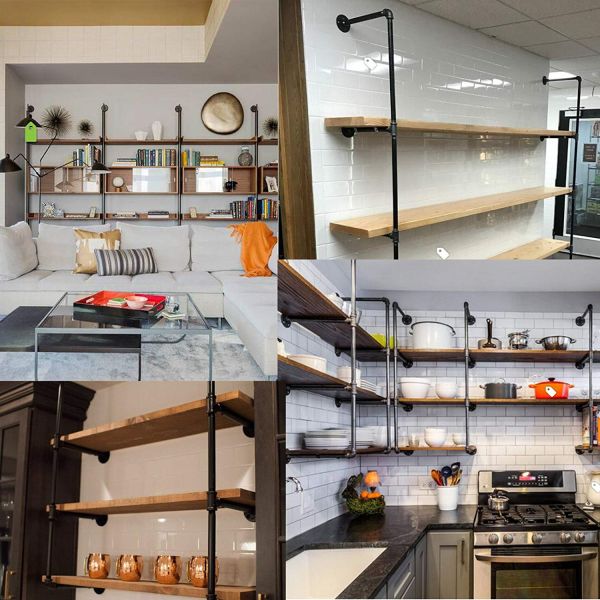 Черная однорельсовая стойка для одежды для установки на стену Промышленная труба Стойка для хранения одежды