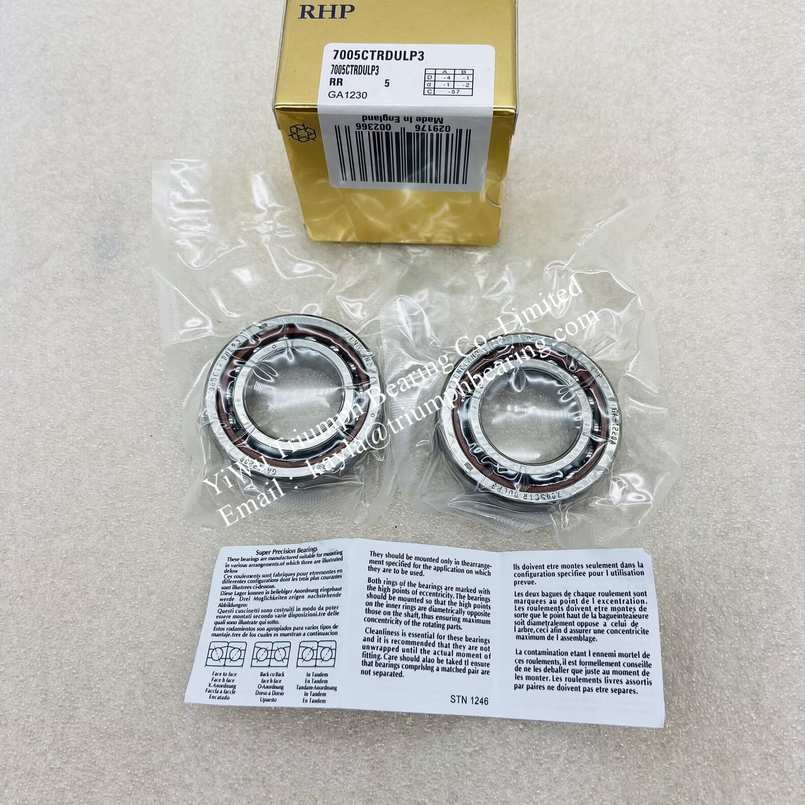 RHP High Precision Angular contact ball bearing 7005CTRDULP3