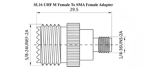 RF Adapter UHF/SMA Female to Female with 50Ω Impedance Matching Gold-Plated Brass Contacts and Low VSWR ≤1.25