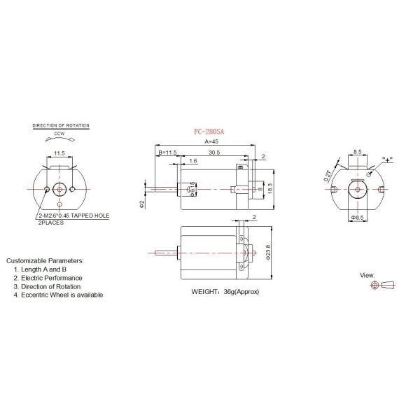 Micro Household Electric Motors / 6v 12 Volt DC With Terminals On Side Face