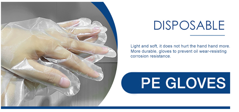 Practical high quality transparent disposable hdpe vinyl pe glove thickened disposable clear plastic gloves