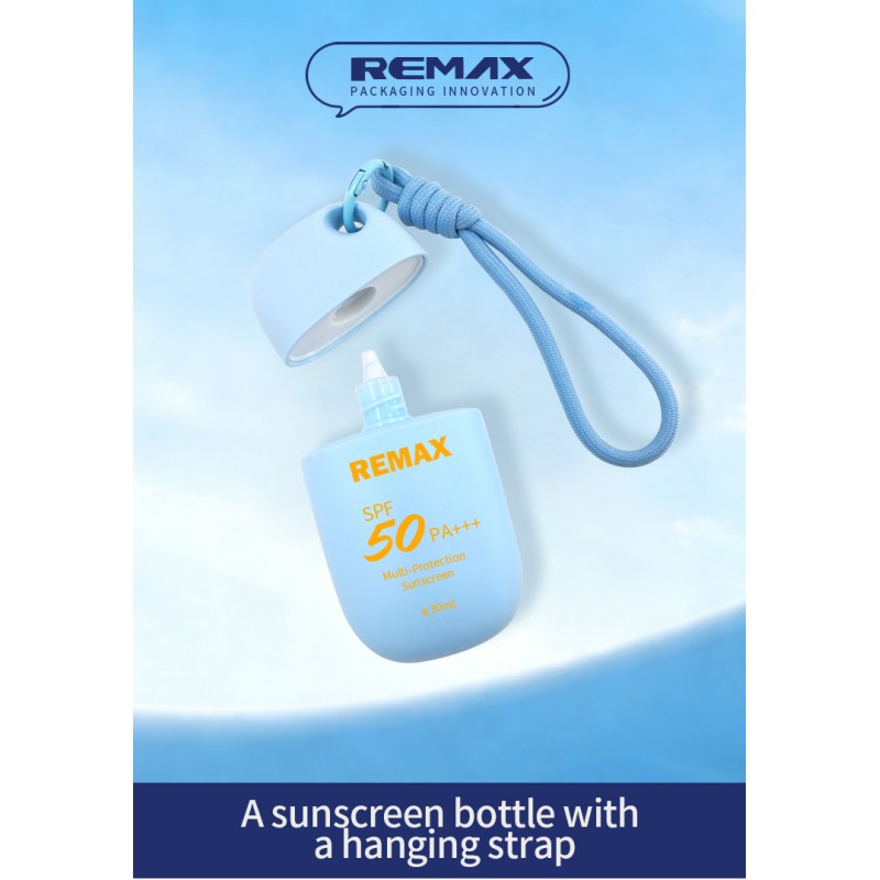 30ml  Blue Sunscreen Bottle with a Hanging Strap Design, Suitable for Outdoor Sports.