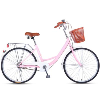24/26 Inch Ladies Retro Bike With BasketCheap Vintage Adult Single Speed Classic