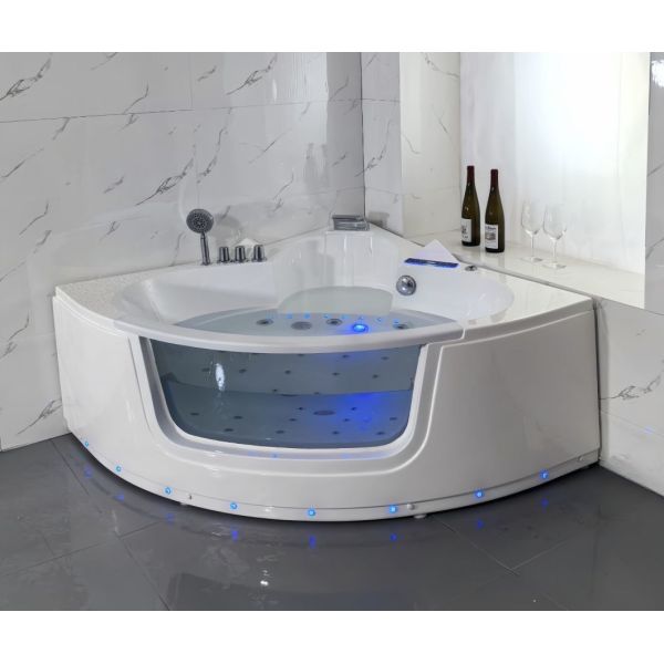 Estimated Delivery Time 1500mm Front Glass Corner Hydro Massage Bathtub with 6 Big Jets