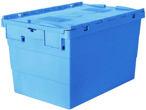 Contenedores de almacenamiento de acoplamiento de plástico con tapa adjunta Instables para el traslado de envases logísticos