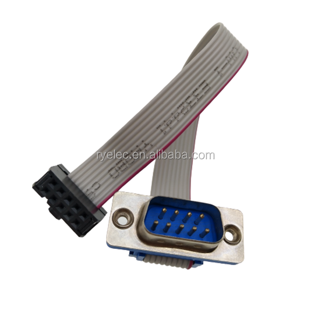 D-SUB DB9 to IDC Flat Ribbon Cable Assembly with Gold-plated Connector and 2.54MM Pitch for Customizable Length Applications
