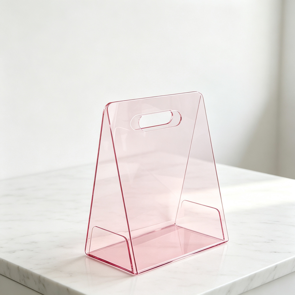 Acrylic Flower Tote Box, Clear Portable Flower Gift Box with Handle, Modern