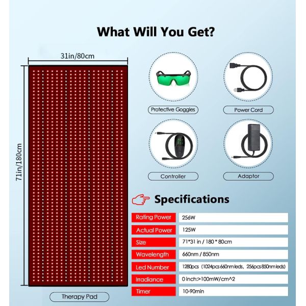 Коммерческий продукт красного света терапия подстилка одеяла коврики 180 см OEM