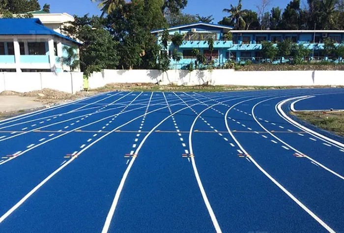 Синтетики сэндвича IAAF толщина следа 13mm голубой идущая