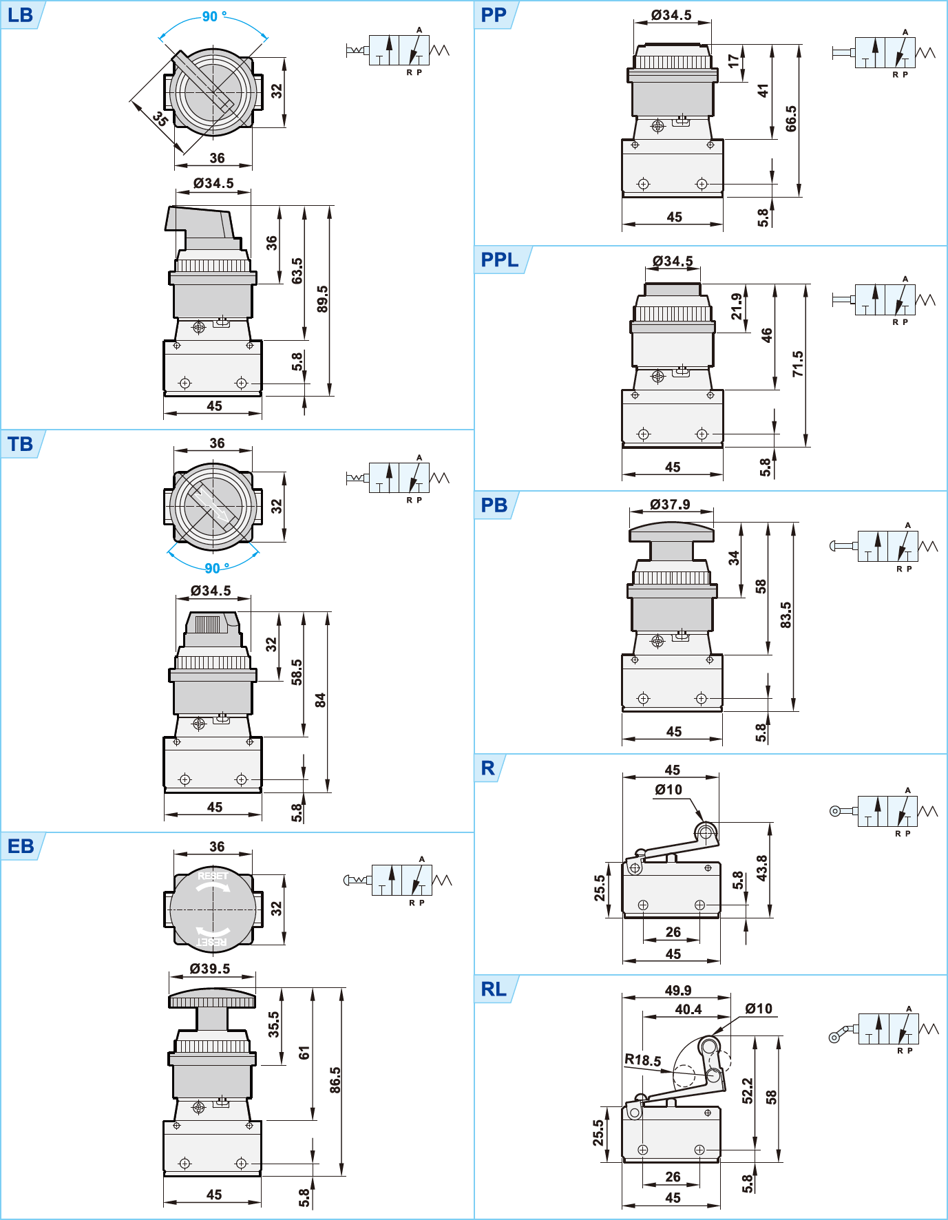 SHAKO MSV8642-01PB MSV8642-01PP MSV8642-01PPL MSV8642-01EB 3/2 way Mechanical Valve 1/8