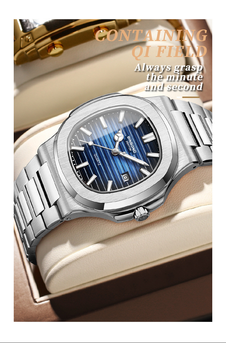 Men's Octagonal Stainless Steel Quartz Watch – Classic Business Dress Watch