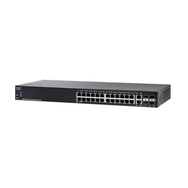Nuevo SG350-28P-K9 de origen manejado montable en rack 24 x 1G PoE + puertos 2 x 1G de cobre / SFP Combo + 2 SFP Uplinks Switch