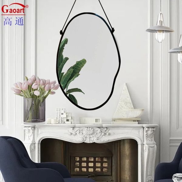 Every Day Bathroom Decor with Antique Glass Mirror and Plastic Frame in Lanyard Style