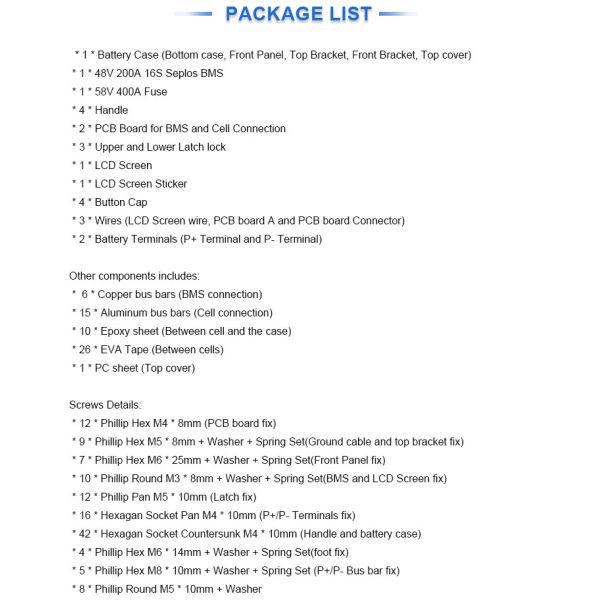 Mason 280L Seplos DIY Kit Suit 280Ah 304ah 302Ah Клетки из стальной стойки