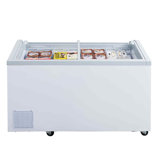Commercial supermarket deep chest glass top freezer fish display fridge frozen food display freezer