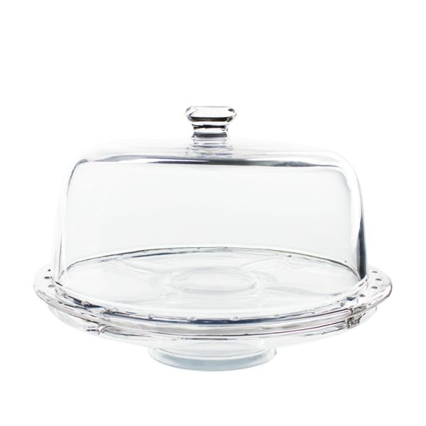 12-inch multifunctional European glass cake stand with dome is suitable for Home kitchen and dining room