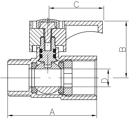 Female X Female 25 Bar Brass Mini Ball Valve With Brass Color