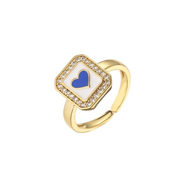 Adjustable Women 14k Gold Ring Oil Drop Rectangular Heart Diamond Engagement  Ring