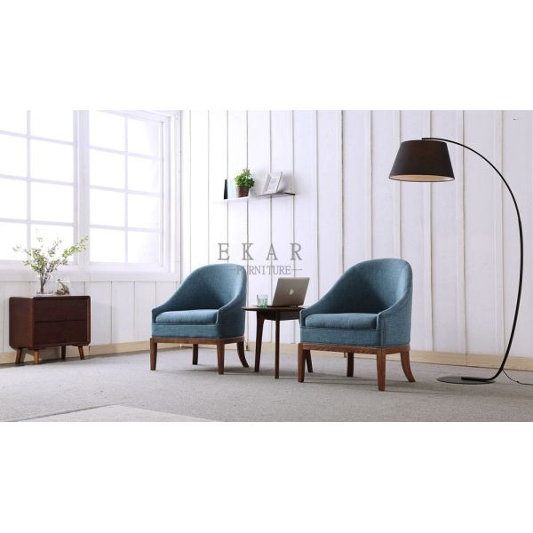 Solid Wood Frame Wooden Fabric Leisure Chair