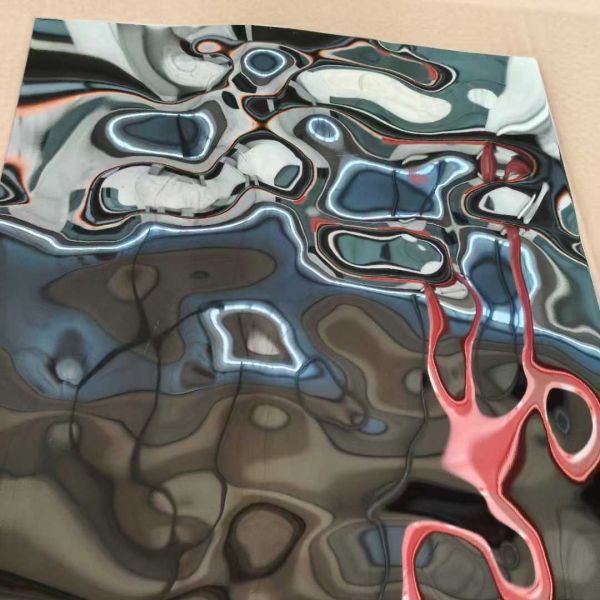 304 201 Middle Wave Mirror Water Ripple Stainless Steel Decorative Panel 0.5*1219*3048MM