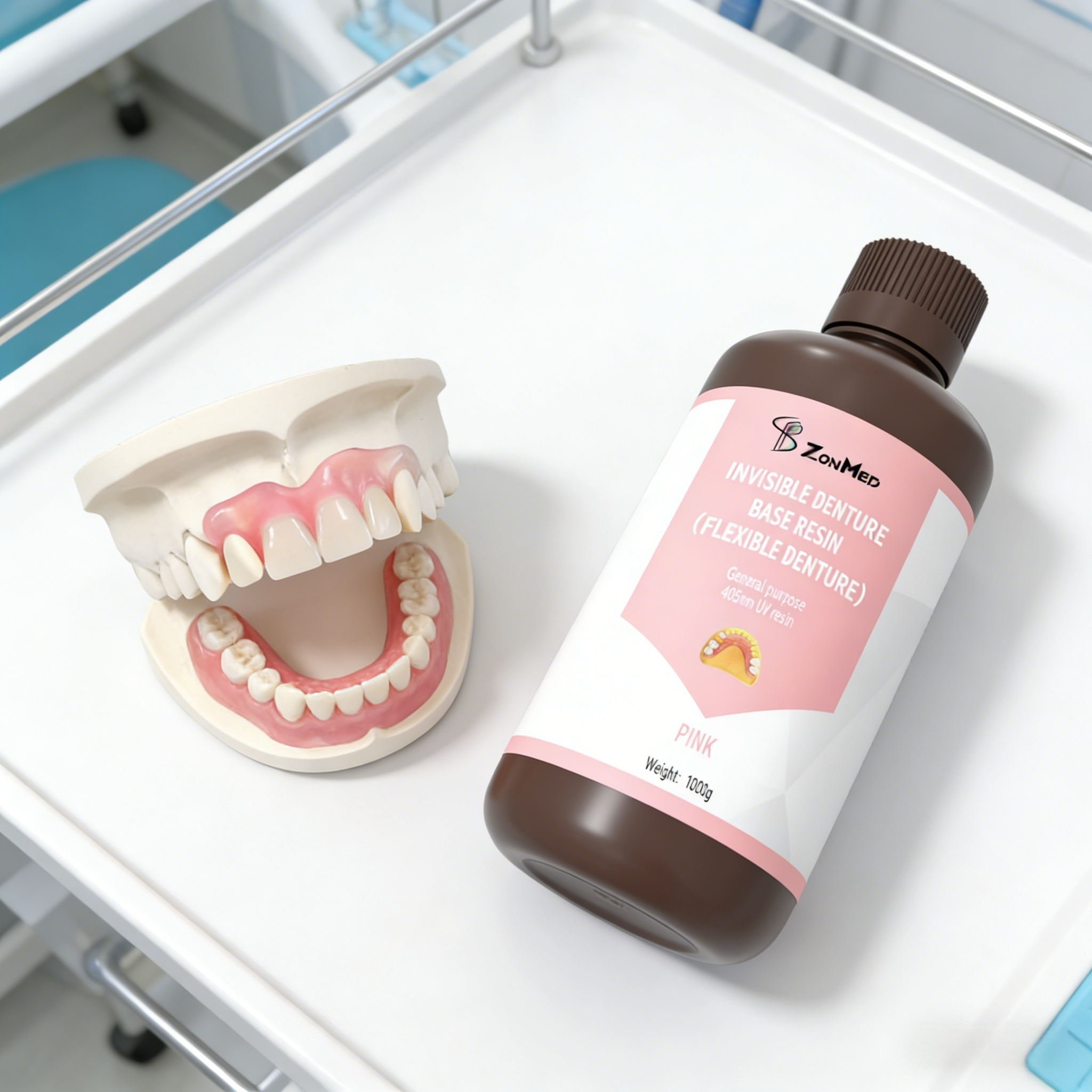 High Accuracy Invisible Denture Base Resin Flexible Denture Featuring Transparent Red Color and Bending Strength 34 Mpa