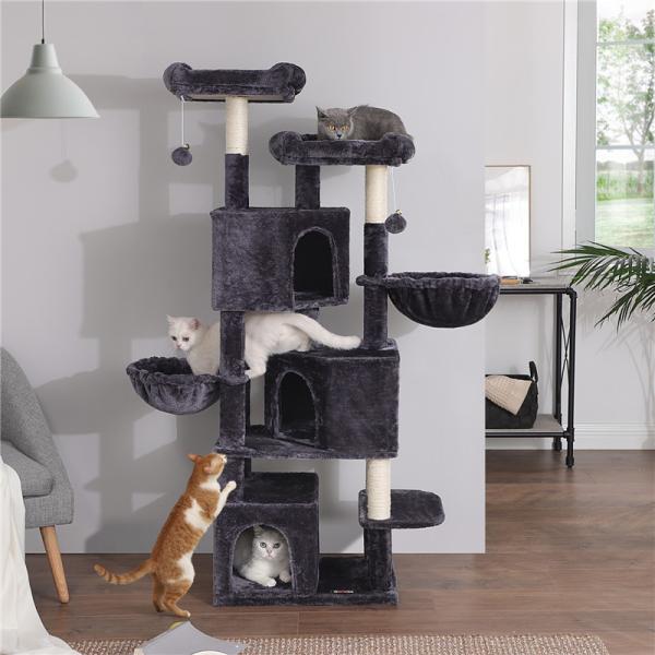 Tall Skinny Simple Songmics Cat Tree Platform 55X40X164 Cm Particle Board Material