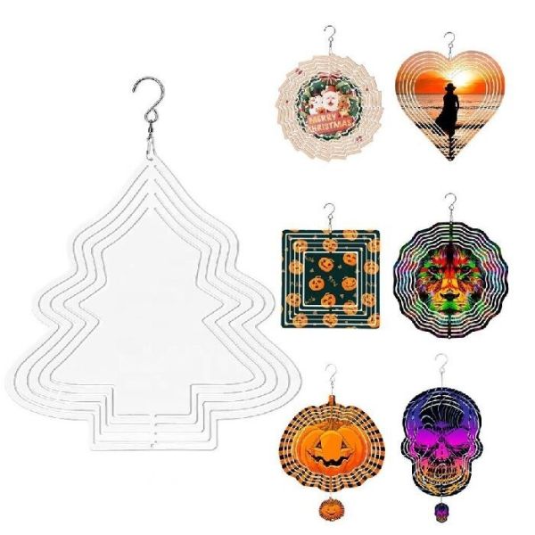 Aluminum Double Sided Printing 3 Inch Sublimation Wind Spinner Ornament Wind Chimes For Heat Press