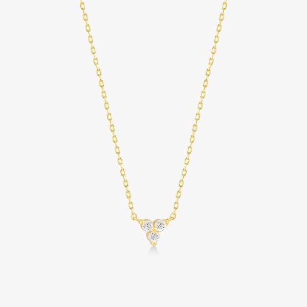 Pendente de Zircon de Ouro 18K Cadeia de Prata Trio Diamante Cubico Colar de Zircon