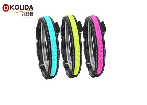Pet Nylon Luminous Fluorescent LED Dog Collar Leashed in Dark Size S / M / L