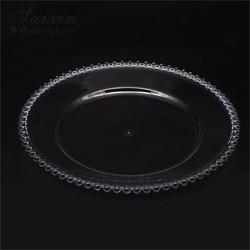 Plastic Gold Beaded Acrylic Charger Plate Wedding Table Decoration Clear