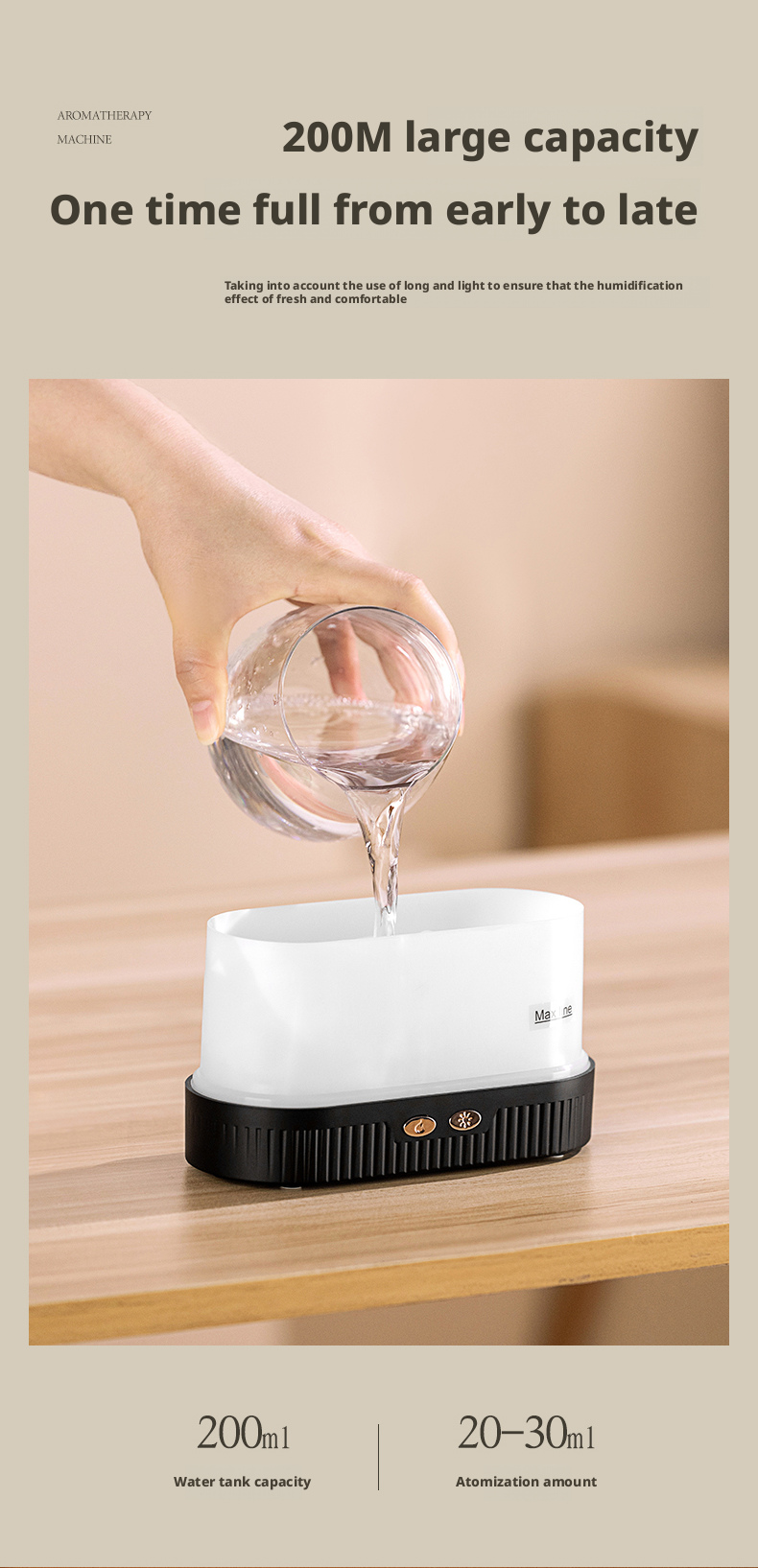 Essential Oil Flame Aromatherapy Diffuser USB Powered With LED Flame Light OEM Size