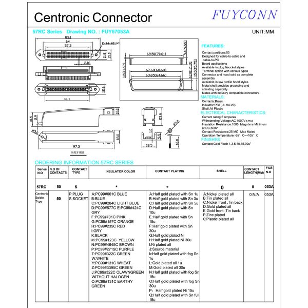 Соединитель припоя гнездового разъема чемпиона припоя 50 Pin со снабжением жилищем 90 градусов пластиковым