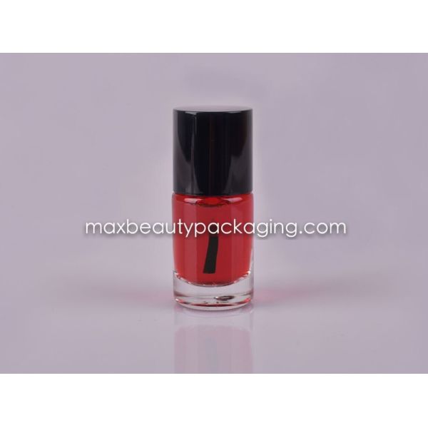 shiny black round straight nail polish cap 11ml nail polish bottle flat brush nail polish plastic cosmetic packaging