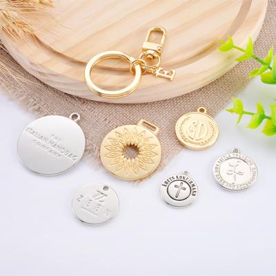 Engraved Logo Metal Label Name Tags Customized Metal Circle Logos Tag for Handbags