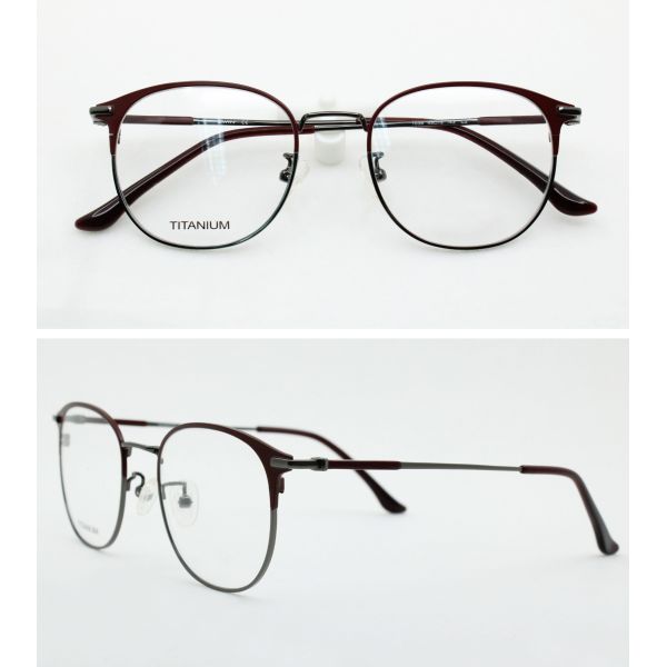Non Prescription Glasses Frame with Titanium Optical Eyeglasses for Men Women Two tnoe Colors Fashion Crestive Designer