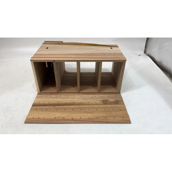 Embossed Acacia Wood Kitchen Counter Storage Box with Large Capacity and Exquisite Design