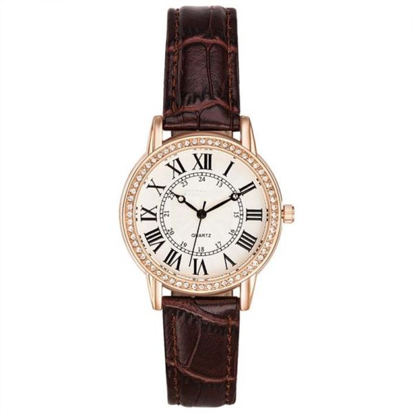 Кварц диаманта кожи PU наблюдает диамант воды масштаба 377 батарей римский