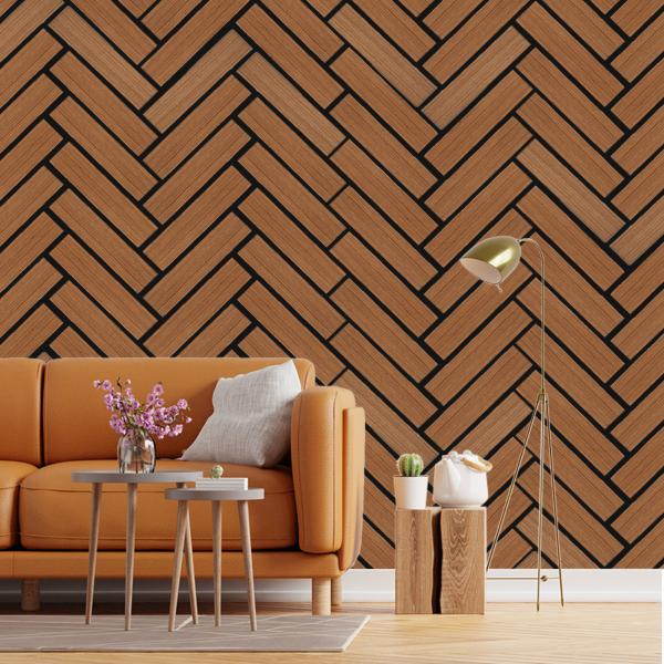 Akupanel Walnut Wood Slat Acoustic Panels with PET-Fiber Soundproofing Board For Home