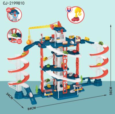 Educational Construction Toys City Car Building Single And Double Slide Track Parking Lot