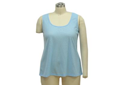 Nice Jacquard Womens Ribbed Tank Tops , Plain Blue Tank Top Logo Printed