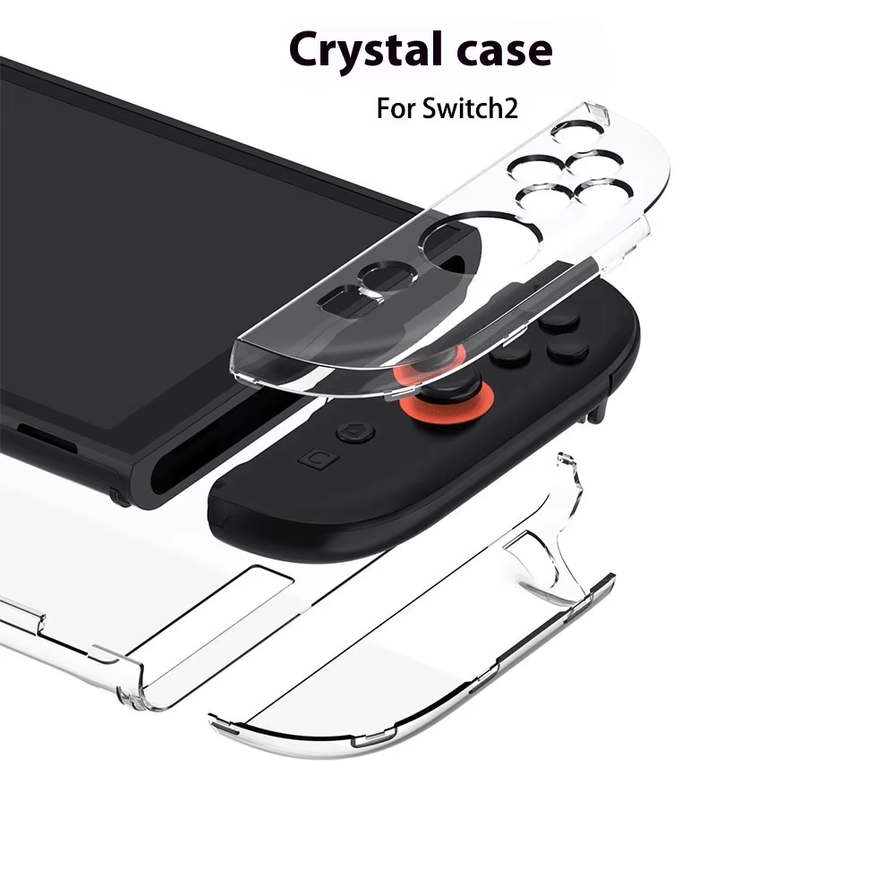 New Game Console Protective Case Split Transparent Crystal Shell Handle Fine Hole Anti-Fall Cover for Switch 2