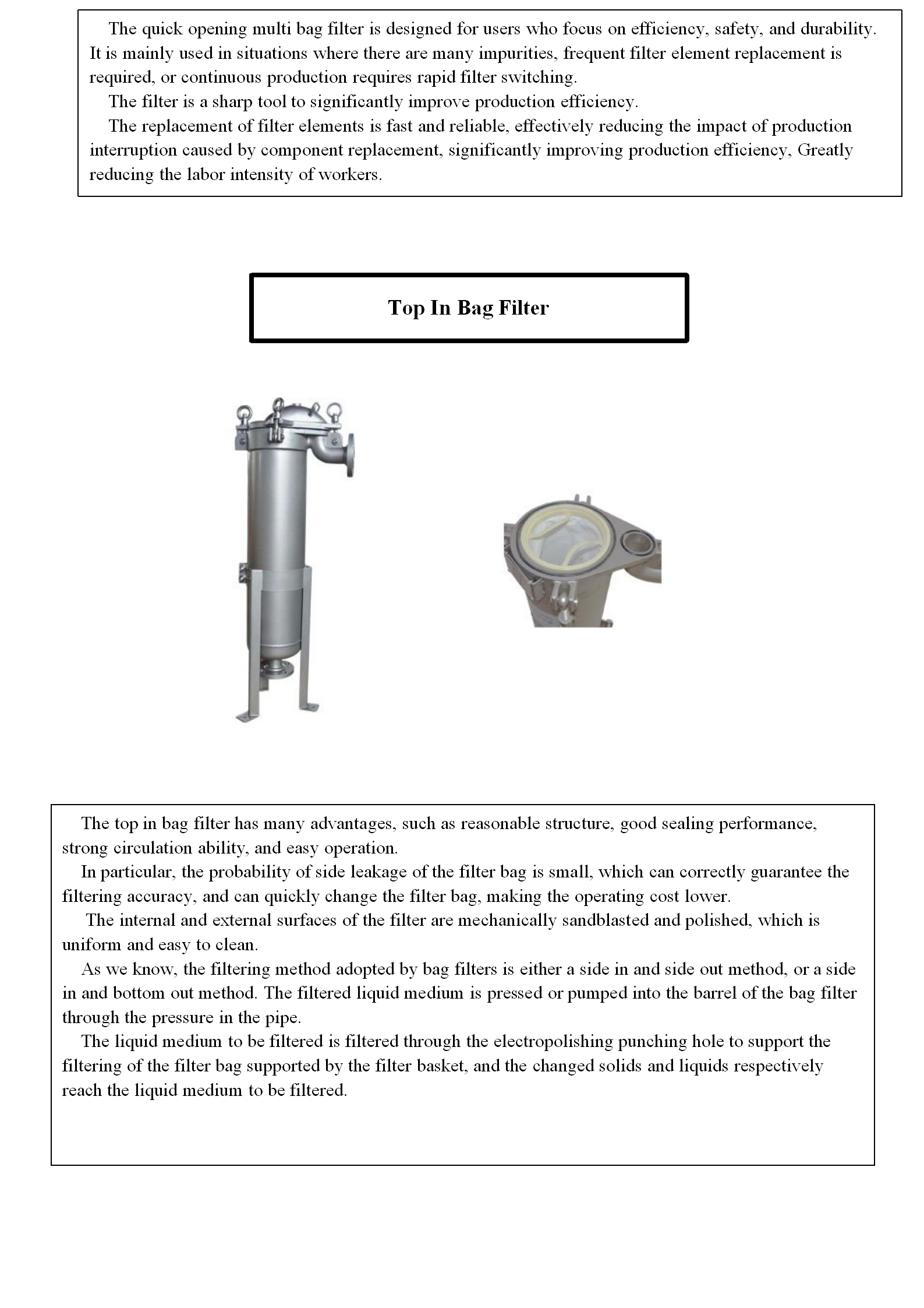 Stainless Steel Bag Filter Diesel Gasoline Engine Oil Large Flow Filter
