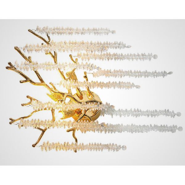 Post-modern light luxury personality villa model room living room dining room bedroom lamp creative tassel branch crystal chandelier