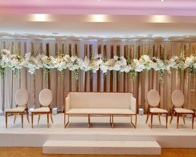 Wedding Party Event Stainless Steel Frame Long Bench 2-3 seater Lounge wedding receipt sofa