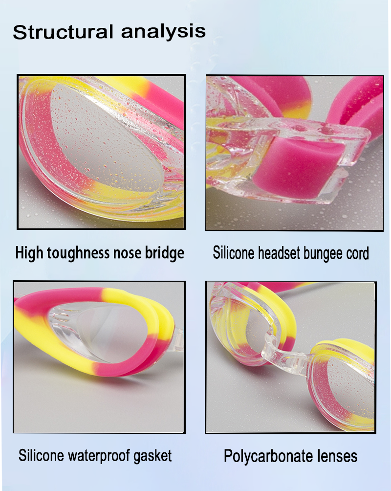 Contrast Color Waterproof Silicone Swimming Goggles Electroplating