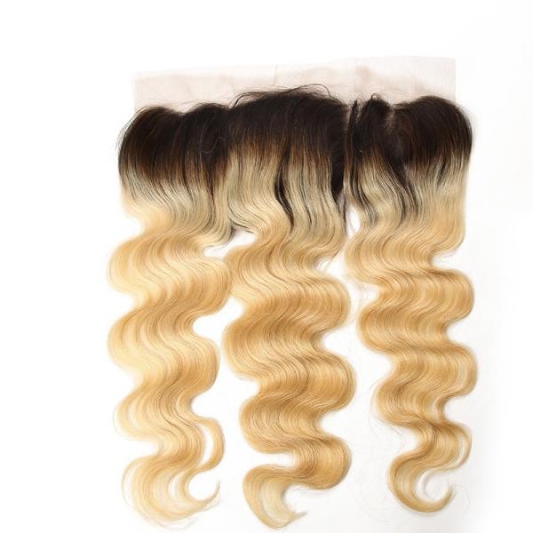 Colora o cabelo brasileiro misturado Ombre 13inch da cor 1B/613 pela orelha 4inch ao fechamento do Frontal do laço da orelha