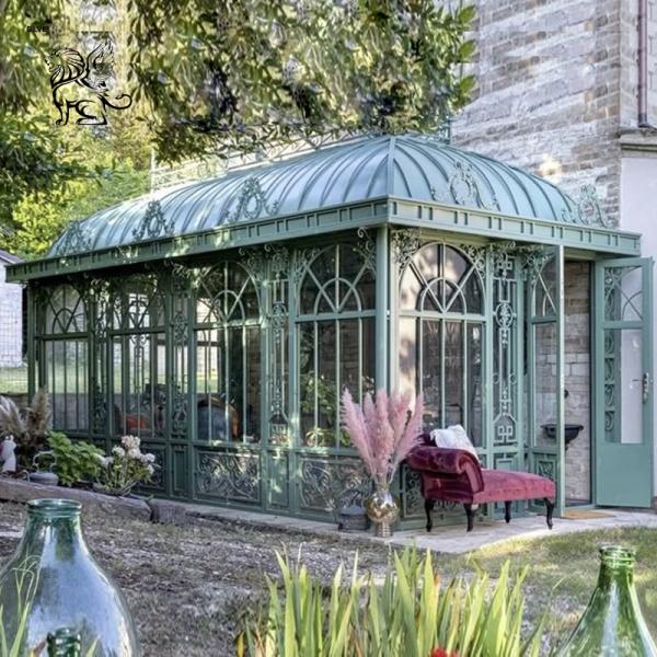 Wrought Iron Four Seasons Sunroom Glass Houses Metal Greenhouse Villa Entrance Doors Living Room Modern Design Customized