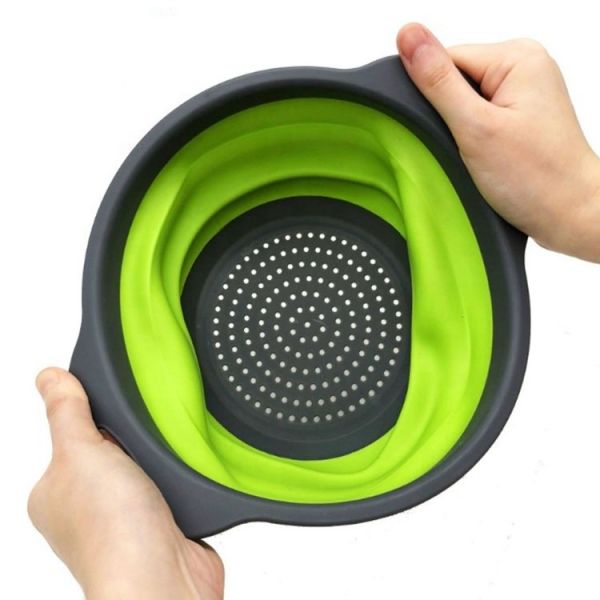 Circular Water Drain Basket , Silicone Folding Fruit Washing Basket Eco - Friendly